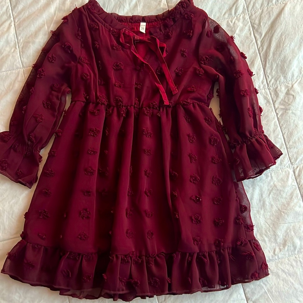 Burgundy Toddler Girl Dress